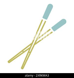 Baguettes chinoises, icône vectorielle de hache-bâtons. Appareil de cuisine. Symbole graphique pour la conception de site Web de cuisson, logo, application, interface utilisateur Illustration de Vecteur