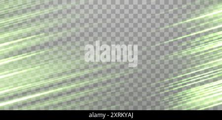 Rayons de vitesse, flux de néon lumineux, effet de zoom dans le mouvement, lignes de vitesse de lueur verte, traînées de lumière colorées, rayures de perspective arrière-plan abstrait, vecteur Illustration de Vecteur
