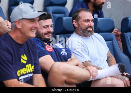 Wimbledon, Royaume-Uni. 11 août 2024. ANT Middleton s'entretient avec l'équipe avant le match de la Betfred Super League Round 21 des Broncos de Londres contre les Wolves de Warrington à Plough Lane, Wimbledon, Royaume-Uni, le 11 août 2024 (photo par Izzy Poles/News images) à Wimbledon, Royaume-Uni le 8/11/2024. (Photo par Izzy Poles/News images/SIPA USA) crédit : SIPA USA/Alamy Live News Banque D'Images