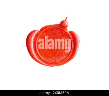 Sceau de tampon de cire rouge isolé sur fond blanc Banque D'Images