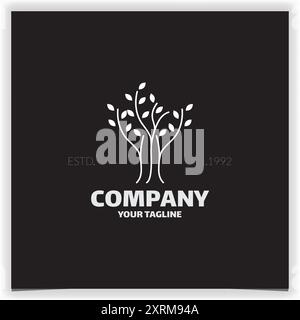 modèle de vecteur de conception de logo de silhouette de plante de couleur blanche Illustration de Vecteur