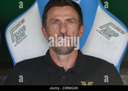 Eusebio Di Francesco (entraîneur-chef Venezia FC) lors de la 32e finale de la Coupe d'Italie entre Brescia et Venezia au stade Mario Rigamonti, dimanche 11 août 2024. Sports - Football. (Photo de Stefano Nicoli/LaPresse) crédit : LaPresse/Alamy Live News Banque D'Images