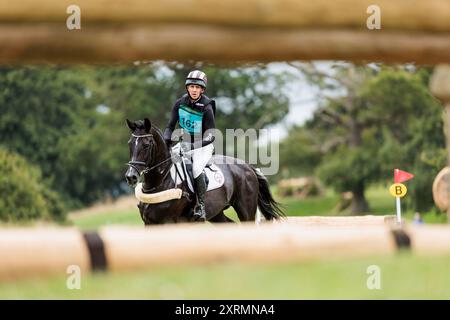 Tom Rowland de Grande-Bretagne avec Honeybrook Extra Special pendant le cross-country CCI4*S aux Five Star International Hartpury Horse Trials le 10 août 2024, Hartpury, Royaume-Uni (photo par Maxime David - MXIMD Pictures) Banque D'Images