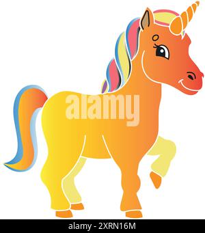 Illustrations d'art vectoriel de cheval de dessin animé Cute Kids. Illustration de Vecteur