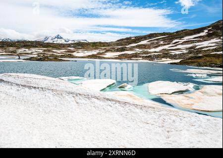 Totensee, Grimselpass est un magnifique lac glaciaire situé à une altitude de 2 354 mètres dans les Alpes suisses. Début de l'été. Banque D'Images
