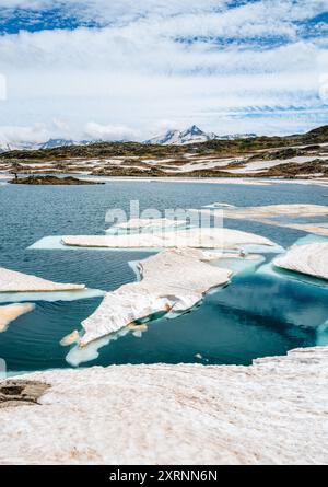 Totensee, Grimselpass est un magnifique lac glaciaire situé à une altitude de 2 354 mètres dans les Alpes suisses. Début de l'été. Banque D'Images