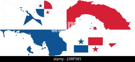 carte de panama avec illustration de drapeau sur fond blanc Illustration de Vecteur