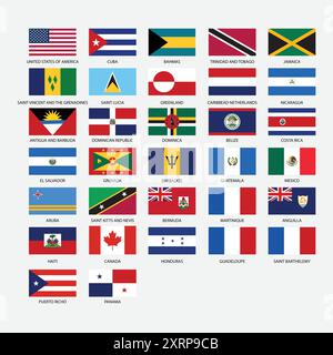 Amérique du Nord tous les drapeaux de pays vecteur Illustration de Vecteur