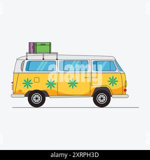 Creative Vector Travel Van Art & Graphics Illustration de Vecteur