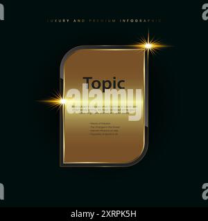 Un bouton Infographic de luxe pour les graphiques, infographie, Une conception vectorielle d'éléments d'option premuim avec une forme dorée. utilisé dans les bannsers, modèle de concept web Illustration de Vecteur