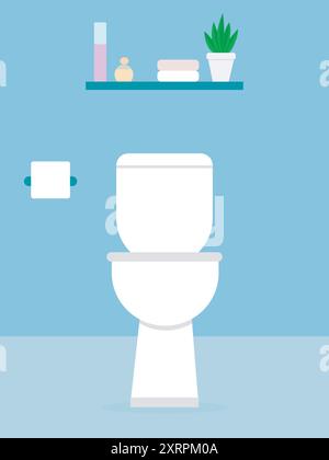 Toilette dans un style minimaliste de nuances bleues de l'intérieur Illustration de Vecteur