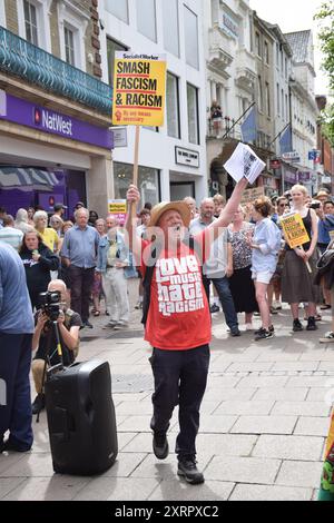 Démo anti-raciste Norwich 10 août 2024 Royaume-Uni Banque D'Images