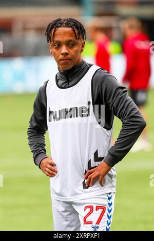 KIAN LESLIE, footballeur professionnel, joue actuellement pour le Kilmarnock FC. Prise lors d'un entraînement et d'une séance d'échauffement avant match. Banque D'Images