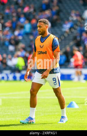 CYRIEL Dessers, footballeur professionnel, joue actuellement pour les Rangers. Prise lors d'un échauffement avant match et d'une séance d'entraînement. Banque D'Images