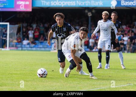 Southend Utd contre York City en 2024-25 Vanarama National League au Roots Hall. Premier jeu sous la nouvelle propriété de COSU. Ricky Aguiar de York Banque D'Images