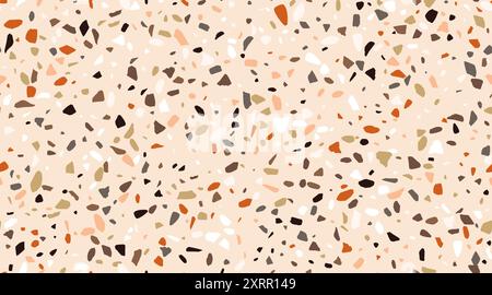 Motif de carreaux de céramique de mosaïque de terrazzo, fond vectoriel de texture de pierre de marbre de terazo avec des morceaux de granit de couleur ou de roche de quartz. Mosaïque de terrazzo italienne Illustration de Vecteur