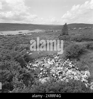 Current 33-4-1967 : la nature comme bac à litière. Les randonneurs ne sont pas doués pour emporter leurs ordures avec eux quand ils vont se promener. De plus en plus de nature est jonchée par les humains, et elle devient de plus en plus visible. Les ordures flottent autour de la petite ville de Myking à Hallingdal. Photo : Sverre A. Børretzen / Aktuell / NTB ***PHOTO NON TRAITÉE*** ce texte d'image est traduit automatiquement ce texte d'image est traduit automatiquement Banque D'Images