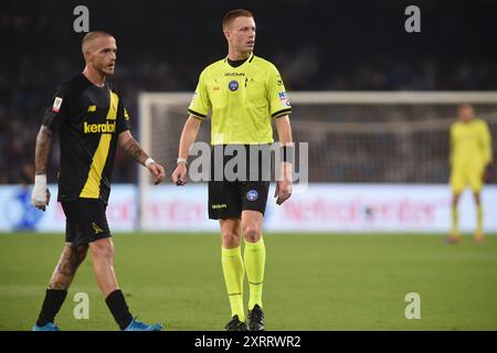 Naples, Italie. 10 août 2024. Arbitre Kevin Bonacina lors du match de la Coppa Italia entre la SSC Napoli et le Modena FC au Stadio Diego Armando Maradona Naples Italie le 10 août 2024. Crédit:Franco Romano/Alamy Live News Banque D'Images