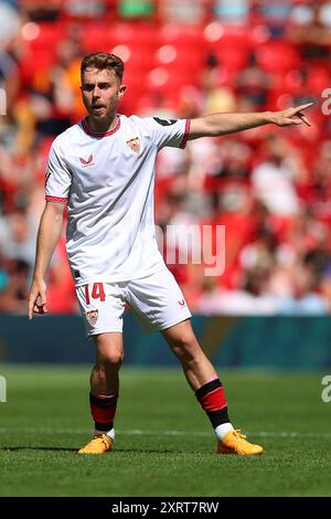 Liverpool, Royaume-Uni. 11 août 2024. Peque of Sevilla lors du match amical de pré-saison Liverpool FC contre Sevilla FC à Anfield, Liverpool, Angleterre, Royaume-Uni le 11 août 2024 crédit : Every second Media/Alamy Live News Banque D'Images