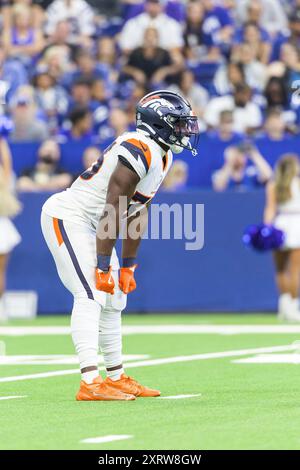 11 août 2024 : Denver Broncos Running back Javonte Williams (33 ans) lors d'un match de pré-saison contre les Colts d'Indianapolis au Lucas Oil Stadium à Indianapolis, Indiana. John Mersits/CSM. Banque D'Images