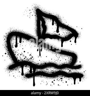 Icône de bateau Graffiti peint pulvérisé isolé avec un fond blanc. Illustration de Vecteur