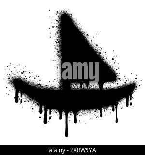 Icône de bateau Graffiti peint pulvérisé isolé avec un fond blanc. Illustration de Vecteur