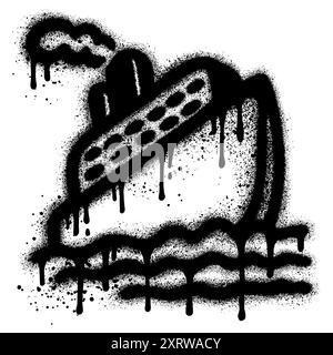 Bateau de croisière Graffiti peint au pistolet isolé avec un fond blanc. Illustration de Vecteur