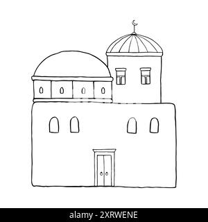 Simple maison arabe avec dôme, porte et fenêtre Illustration de Vecteur