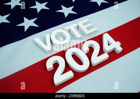 Vote 2024, élection présidentielle avec fond de drapeau américain des États-Unis Banque D'Images