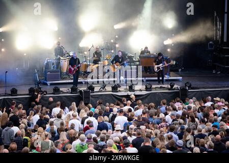 Trondheim, Norvège. 07 août 2024. Le groupe de rock norvégien CC Cowboys donne un concert au Sverresborg Folkemuseum de Trondheim. Banque D'Images