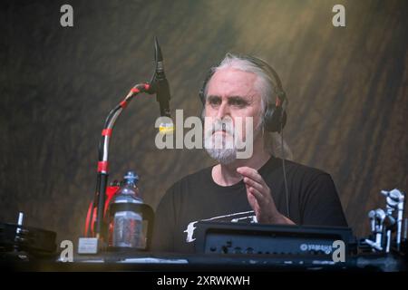 Trondheim, Norvège. 07 août 2024. Le groupe norvégien de country rock Hellbillies donne un concert au Sverresborg Folkemuseum de Trondheim. Banque D'Images