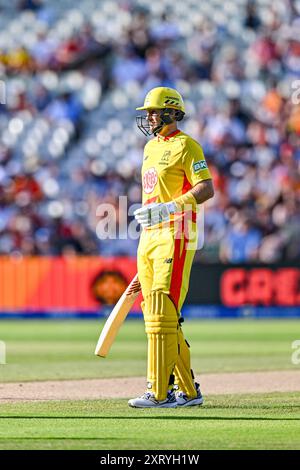 Edgbaston, Birmingham, Royaume-Uni. 12 août 2024. The Hundred Mens Cricket, Birmingham Phoenix versus Trent Rockets ; Joe Root of Trent Rockets Credit : action plus Sports/Alamy Live News Banque D'Images