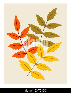 Feuilles d'automne colorées présentant des teintes vibrantes d'orange, de jaune et de vert Illustration de Vecteur