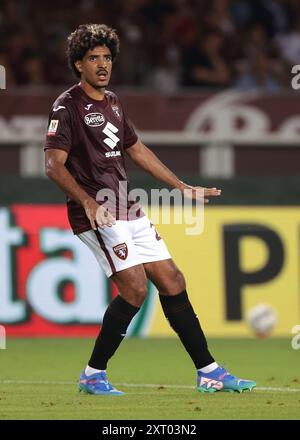 Turin, Italie. 11 août 2024. Saul Coco du Torino FC lors du match de la Coppa Italia au Stadio Grande Torino, Turin. Le crédit photo devrait se lire : Jonathan Moscrop/Sportimage crédit : Sportimage Ltd/Alamy Live News Banque D'Images