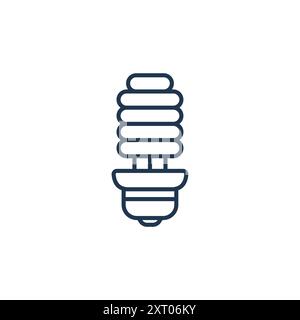 Icône d'ampoule à économie d'énergie. Dessin au trait simple de l'ampoule à économie d'énergie sur fond blanc. Illustration de Vecteur