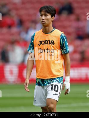 Middlesbrough, Royaume-Uni. 29 février 2020. EOM Ji-Sung de Swansea City lors du match du Sky Bet Championship entre Middlesbrough et Swansea City au Riverside Stadium, Middlesbrough le samedi 10 août 2024. (Photo : MI News) crédit : MI News & Sport /Alamy Live News Banque D'Images