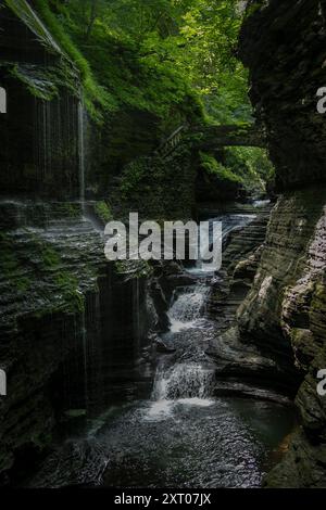 Randonnée de beauté douce inégalée dans les gorges de l'État de New York. Cet endroit dans le parc d'État de Watkins Glen est vraiment magique. Banque D'Images