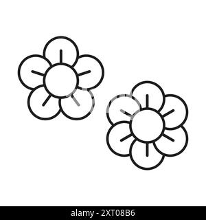 Icônes de fleurs. Lignes noires simples. Style minimaliste. Graphique vectoriel. Illustration de Vecteur