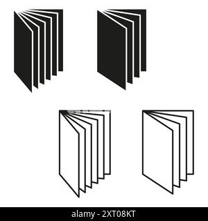 Icônes de livre ouvert. Illustration vectorielle. Noir et blanc. Conception simple. Illustration de Vecteur