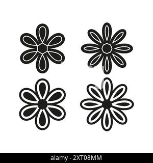 Collection d'icônes de fleurs. Ensemble de motifs floraux avec divers motifs et styles. Illustration vectorielle. Illustration de Vecteur