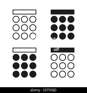 Icônes de calendrier définies. Quatre styles différents. Design simple en noir et blanc. Illustration vectorielle minimaliste. Illustration de Vecteur