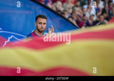 Barcelone, ESP. 12 août 2024. FC BARCELONE vs AS MONACO 12 août 2024 Eric Garcia avant le match entre le FC Barcelone et L'AS Monaco correspondant au Trophée Joan Gamper au stade Olimpic de Montjuic à Barcelone, Espagne. Crédit : Rosdemora/Alamy Live News Banque D'Images