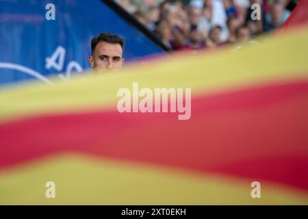 Barcelone, ESP. 12 août 2024. FC BARCELONE vs AS MONACO 12 août 2024 Eric Garcia avant le match entre le FC Barcelone et L'AS Monaco correspondant au Trophée Joan Gamper au stade Olimpic de Montjuic à Barcelone, Espagne. Crédit : Rosdemora/Alamy Live News Banque D'Images