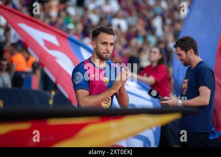 Barcelone, ESP. 12 août 2024. FC BARCELONE vs AS MONACO 12 août 2024 Eric Garcia avant le match entre le FC Barcelone et L'AS Monaco correspondant au Trophée Joan Gamper au stade Olimpic de Montjuic à Barcelone, Espagne. Crédit : Rosdemora/Alamy Live News Banque D'Images