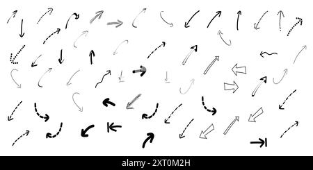 Icônes de flèche dessinées à la main doodle éléments de conception. Illustration de Vecteur