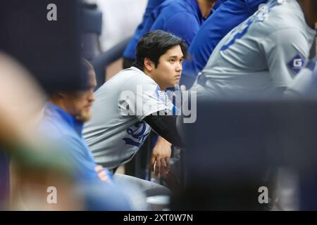 Milwaukee, États-Unis. 12 août 2024 : Shohei Ohtani (17 ans), joueur à deux voies des Los Angeles Dodgers, lors du match entre les Brewers de Milwaukee et les Dodgers de Los Angeles à l'American Family Field à Milwaukee, WISCONSIN. Darren Lee/CSM crédit : Cal Sport Media/Alamy Live News Banque D'Images