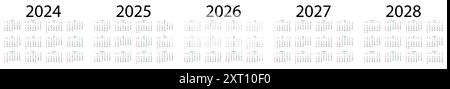 Ensemble de calendrier 2024-2028 ans. Modèle simple Illustration de Vecteur