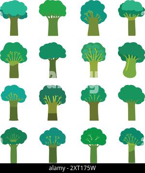 Variantes abstraites des icônes de brocoli Illustration de Vecteur