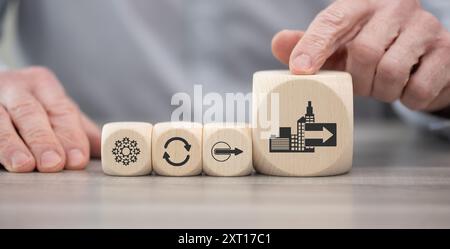 Wooden blocks with symbol of bpo concept Banque D'Images
