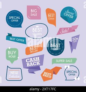 Collection de sceaux ou autocollants promotionnels premium. Illustration vectorielle Illustration de Vecteur